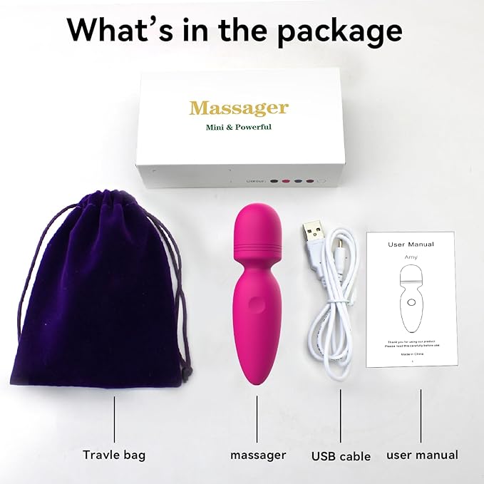 Fuwyiy Mini Massager Tools,Small Waterproof Cordless Handheld Massager with 10 Vibration Modes, Personal Handheld Massager for Back（Rose Red）