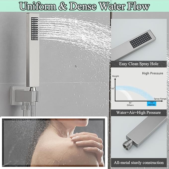 Hand Shower Wand Handheld Shower Spray High Pressure Single Function Luxury Hand Showerhead Brushed Nickel