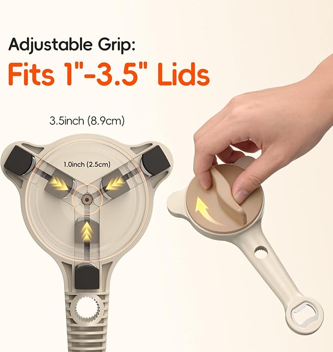 4-In-1Jar Opener,Jar Openers For Seniors,Adjustable Jar Opener Fits 1-3.5 Inch Bottle Caps,Perfect or Arthritis and WeakHands,Works Beer,Sauces,Canned Goods(Included Magnetic Hook) 2Pack