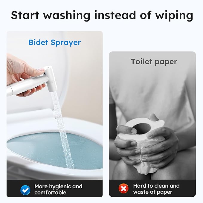 Arofa Bright White Bidet Sprayer for Toilet, Handheld Jet Sprayer Adjustable Water Pressure Muslim Shower with Bidet Hose, Bidets Faucet for Existing Toilets Cloth Diaper Spray for Baby/Feminine Wash
