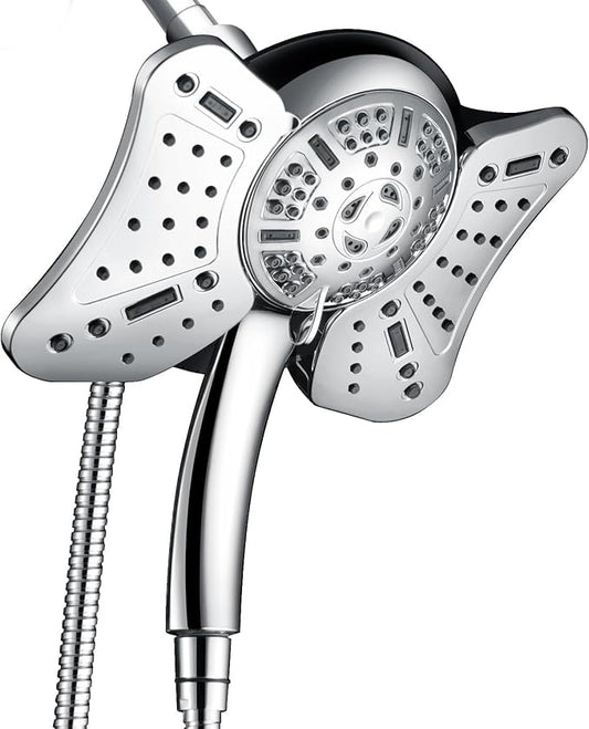 GRICH 1.8GPM Shower Head with Handheld Spray Combo: 2 in 1 Rainfall Shower Heads high pressure & Handheld Shower Head, 9 Spray Modes/Settings Detachable Shower Head with 60 Inch Hose, Chrome