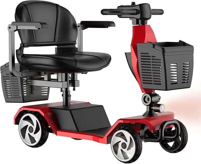 20A &32 Miles Electric Mobility Scooter for Adults, Elderly. Wheelchair Device for Travel. Capacity 350 lbs, 350W Mobility Scooters for Seniors with Removable Battery and Two Baskets(Y3#RED)