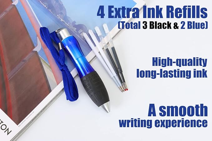 Big Weighted Fat Pens for Parkinsons Patients, Essential Tremors, Arthritis Hand and Low Grip Strength - Heavy Weighted Pen to Help Parkinson's, Carpal Tunnel, Elderly(1 Pack with 4 Ink Refill)