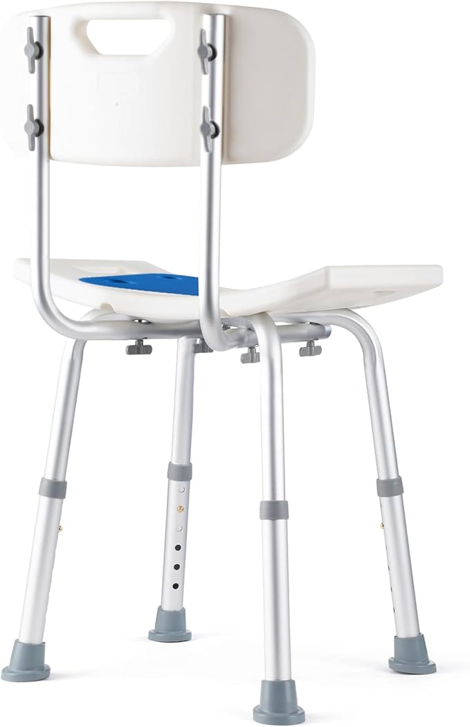 Dr. Kay's Adjustable Height Shower Chair Seat for Inside Shower, 350 lbs Heavy Duty Bathroom Stool for Bathtub, Safety Bath Bench with Backrest for Elderly and Disabled