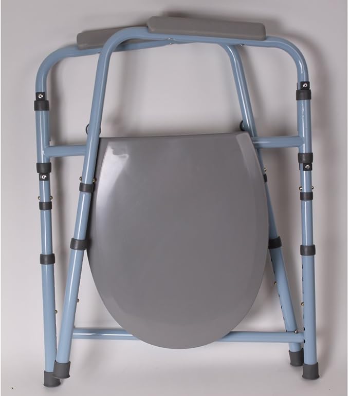 Carex 3-in-1 Folding Bedside Commode and Raised Toilet Seat, Portable Toilet Supports Up to 300lbs, Bedside Commodes for Seniors, Adult Potty Chair with Bucket, Lid, and Splash Guard