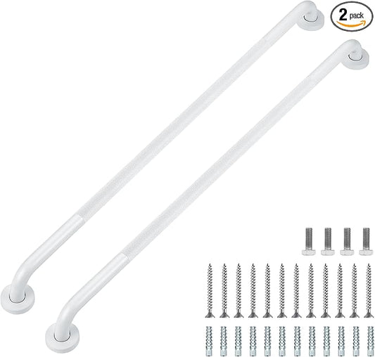Grab Bars for Shower, 2 Pack 36-Inch Anti Slip Shower Handles for Elderly, Safety Shower Grab Bar, Stainless Steel Handicap Grab Bars for Bathroom (White 1" Diameter)