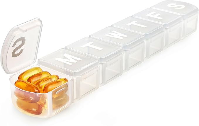 Extra Large Weekly Pill Box Organizer 7 Day, MOLN HYMY 1 Week Jumbo Pill Dispenser Case One Time a Day, Daily Med Container to Hold Vitamin and Supplement (White)