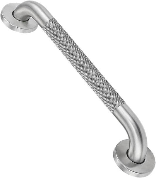 16 Inch Stainless Steel Grab Bar for Shower & Bathtub - Anti-Slip Safety Handle with Knurled Grip, Heavy-Duty Bathroom Hand Rail for Elderly Disabled, Secure Mounting Rustproof Easy Installation