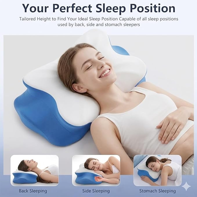 Cervical Neck Pillow for Neck Pain Relief - Cooling Ergonomic Support Memory Foam Pillow for Side Back Stomach Sleepers - Ergonomic Bed Pillow for Shoulder Pain Dual Heights CertiPUR-US