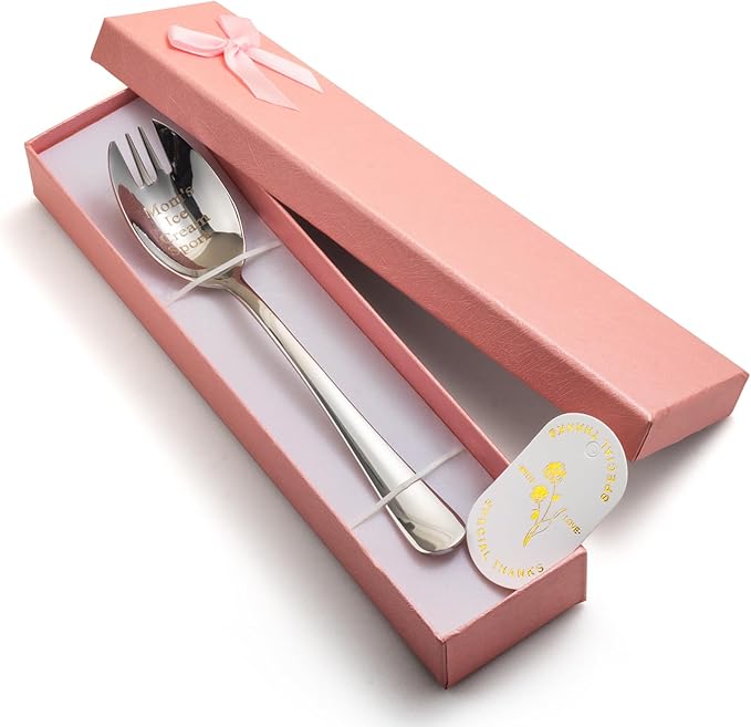 Alata Spork Gift for Mom, 1-Pack Food-grade Stainless Steel Spork, 5.7 Inches Salad Forks For Dessert, Ice Cream, Salad, Soup, Noodle, Spaghetti, Dishwasher Safe