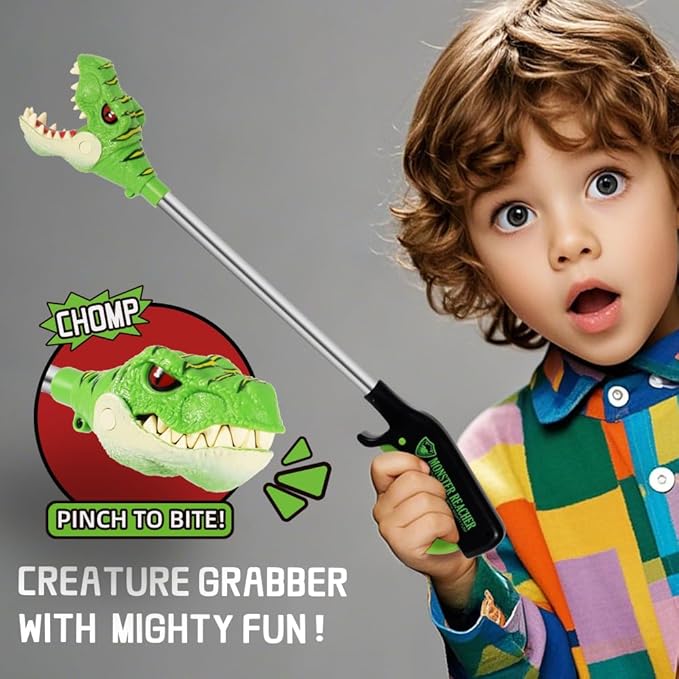 DINOBROS Dinosaur Pincher Toys for Age 3 and up Jurassic Dinosaurs T-Rex Grabber Toy Claw Robot Hand Snapper Dino Chomper Monster Reacher