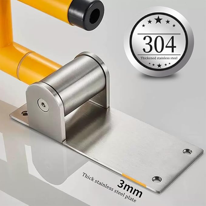 Grab Bars for Toilet, Upgraded 27.6 Inch Handicap Grab Bars for Bathroom - Wall-Mount, Non-Slip Toilet Handles with Glows at Night, Suitable for Elderly Pregnant Women and Disabled (Yellow)
