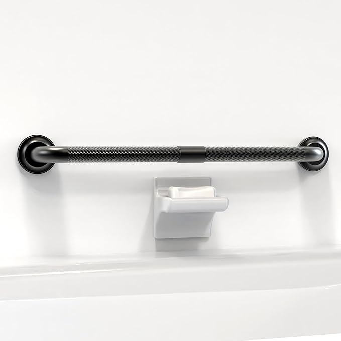 1-1/4" Knurled Grab Bar, ADA Compliant Bath Safety Shower Handrail, Bathroom Mobility Aid Handle for Seniors and Disabled, Heavy Duty 500lbs Support