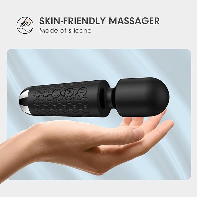Personal Back Massager - Handheld Waterproof & Rechargeable Massager - 20 Speeds 8 Patterns Vibration Massage - Perfect for Travel Relaxation, Relieves Back, Legs Muscles (Black)