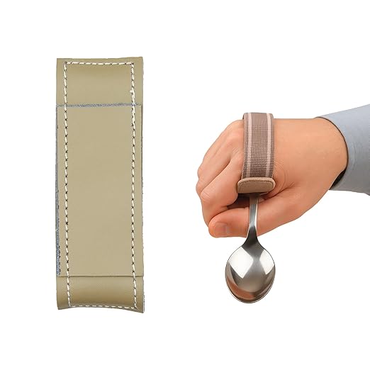 Sammons Preston Universal Cuff, Large, Leather Adaptive Utensil & Writing Aid Holder with Elastic Strap, 3-1/2" Knuckle Width, Assistive Device for Limited Hand Ability or Grip Strength