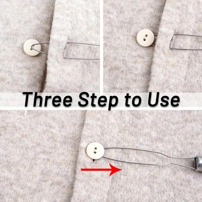 2 Pack Easy Button Hook - Button Assist Device Helper Tool - Stainless Steel Button Fastener Tool for Easy Button - One Hand Dressing Aids (2 Pack)