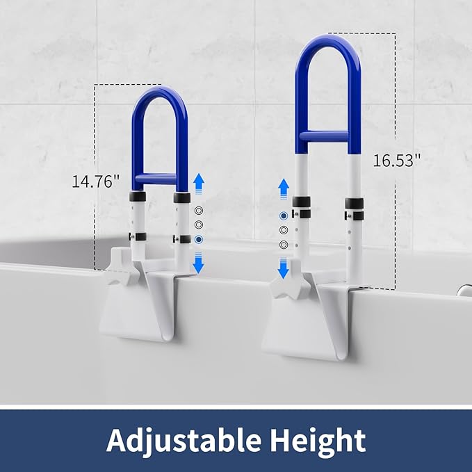 Adjustable Bathtub Handle, Shower Grab Bars for Elderly, Elderly and Disabled, Bathroom Safety Rails Non-Slip Grip, Supports 300 lbs