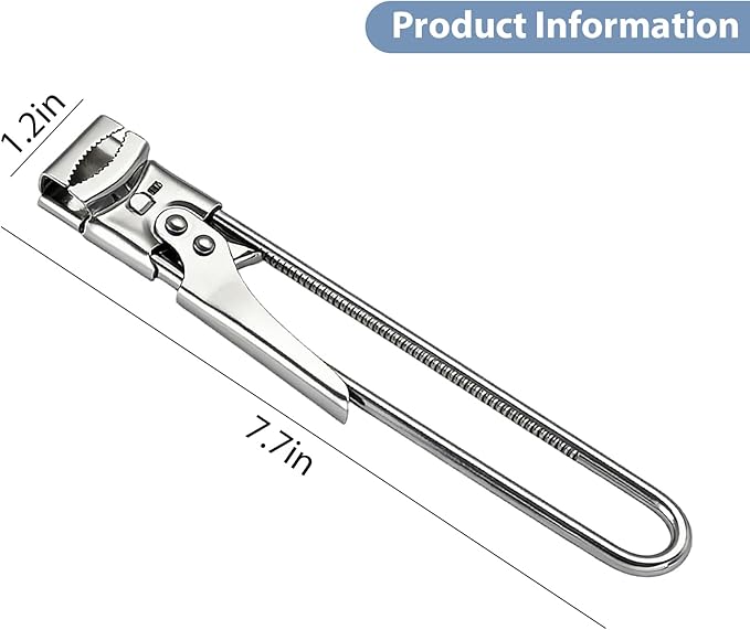 2 Pack Adjustable Stainless Steel Jar Opener for Seniors & Weak Hands, Bottle Lid Opener Tool with Non-Slip Grip, Easy Manual Canning Jar Cap Cracker Openers for Jars, Tops, Cans. (2)