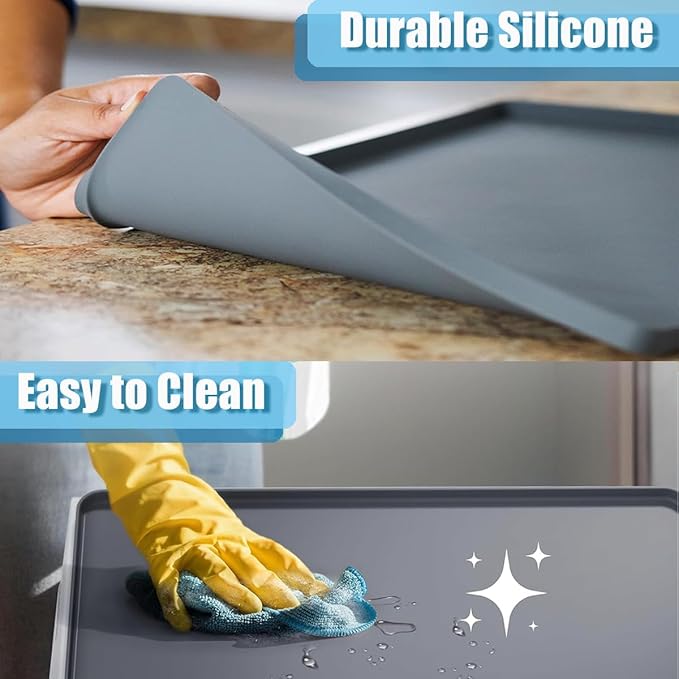 Bedside Commodes Mat Bedside Portable Toilet Mat with Raised Edge, Non-Slip Recycle Commode Toilet Pad Under Commode Chair Mat Waterproof Floor Protector, Silicone Mat for Porta Potty (26.8"X26.8")