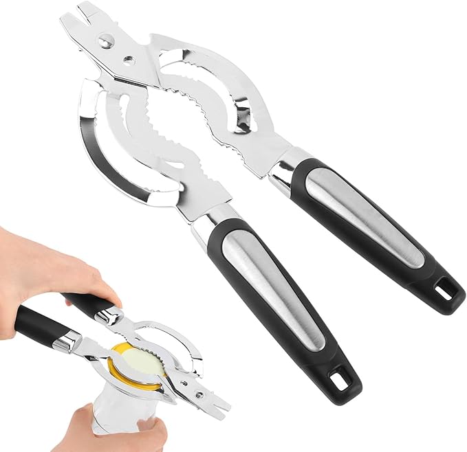 Jar Opener, Stainless Steel Jar-Lid Opener, Multifunctional Jar-Opener for Weak Hands, Beer Bottle-Opener for Arthritic Hands, Seniors with Arthritis