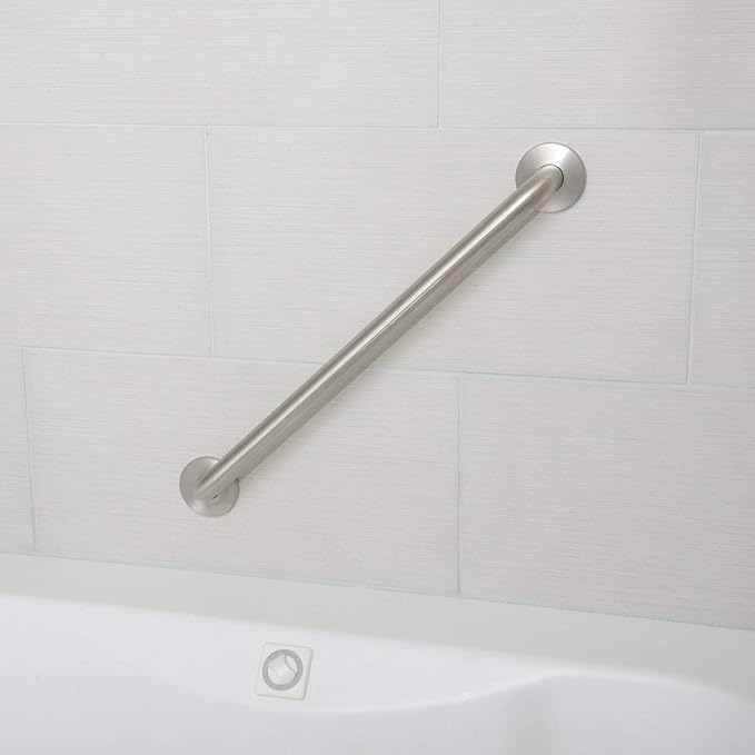 Amazon Basics Bathroom Safety Handicap Grab Bar, 36 Inch Length, 1.5 Inch Diameter, 500LBs Capacity, ADA Compliant, Stainless Steel
