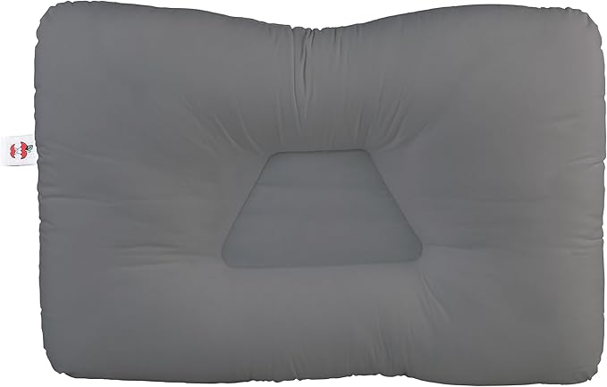Core Products Tri-Core Cervical Support Pillow – Firm Orthopedic Neck Pillow for Pain Relief, Back and Side Sleepers – Ergonomic Contour Pillow – Assembled in USA, Midsize, Gray