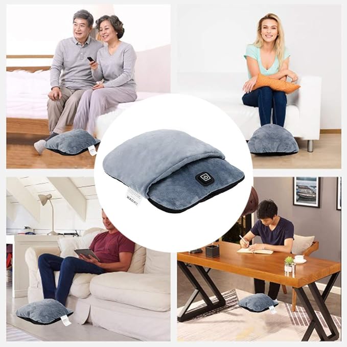 Electric Foot Warmer with Heat & Vibration Massage Function, Feet Warmer for Cold Feet Fast Heating Pad Ultra Soft Flannel Fleece with 3 Settings Overheat Protection for Men and Women