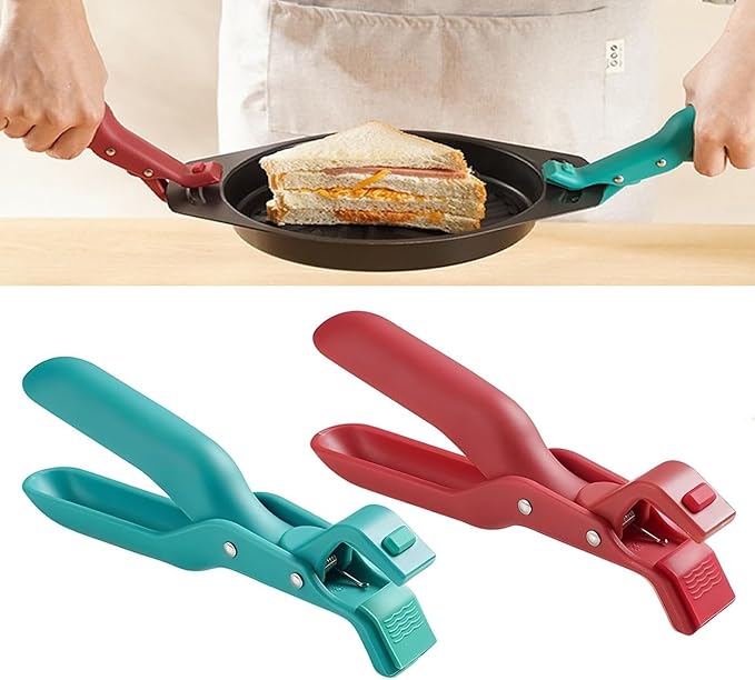 Hot Plate Grippers, Hot Plate Gripper Lifters Tongs, Multi-function Anti-Scald Bowl Clip,Silicone Non-slip Hot Dish Plate Holder, Portable Hot Bowls Tongs,Kitchen Utensil for Bowl, Dishes (Red+Green)