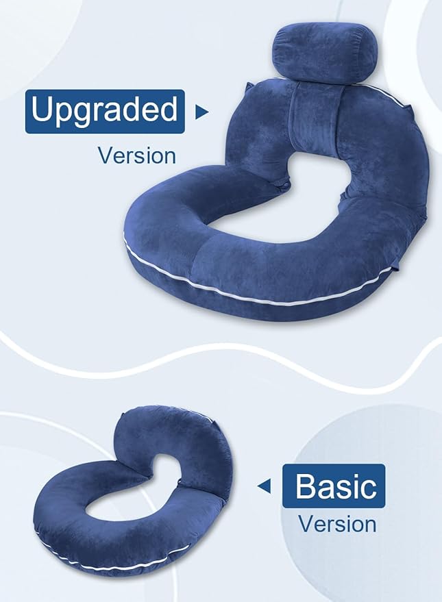 INSEN Reading Pillow, Back Pillow for Sitting in Bed for Reading, Nurse & Relax, Reading Pillow for Adults, Moms & Kids, Sit Up Pillow for Bed, Navy Blue