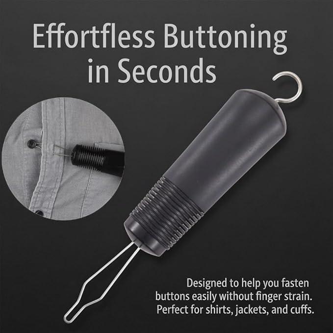 Button Hook for Seniors, Zipper Puller Helper Tool, One Handed Adaptive Equipment, Dressing Stick for Elderly, One Hand Buttons Aids Button Assist Device, with Comfort & Wide Grip(Black)