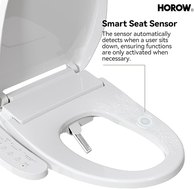 HOROW T0338W One Piece Toilet with Smart Seat, Elongated ADA Height Toilets with Heated Seat, Luxury Smart Toilet with Bidet Built-in, Dual Flush 12'' Rough-in, Standard White Toilet