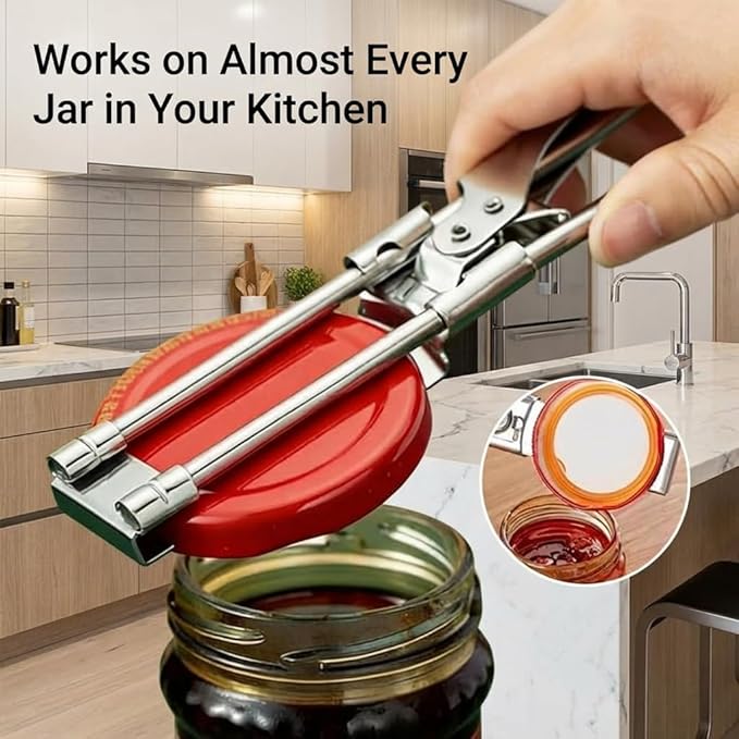 2-Pack Jar Opener for Seniors with Arthritis, Adjustable Stainless Steel Lid Gripper Tool for Weak Hands, Non-Slip Bottle Opener Fits 1-3 Inch Lids (Not for Large Mason Jars)