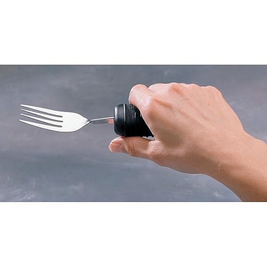 Sammons Preston Sure Grip Bendable Fork, Bendable Stainless Steel Fork with 4" Long Thick Rubber Handle with Good Grips, Eating Aid for Arthritis, Weak Grip, Stroke Impairments, and Disabilities