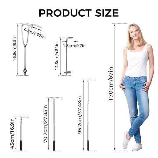 Bed Buddy Truck Tool – Adjustable 16-30 Inch Truck Cargo Grabber with Sturdy Steel Hook, Easy Install, Space-Saving Foldable Design, Perfect for Truck,RV, Boat & More (Double J-Hook Set)