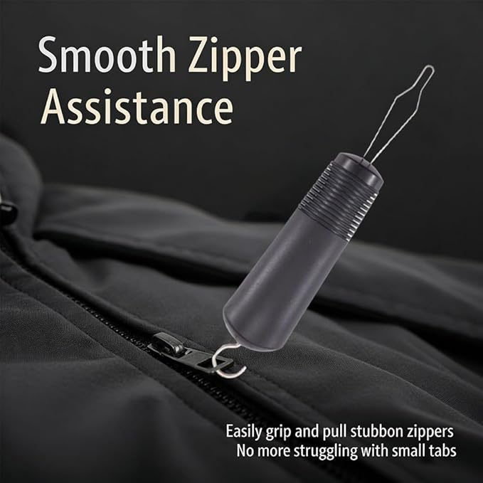 Button Hook for Seniors, Zipper Puller Helper Tool, One Handed Adaptive Equipment, Dressing Stick for Elderly, One Hand Buttons Aids Button Assist Device, with Comfort & Wide Grip(Black)