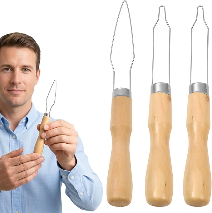 3Pcs Button Hook for Seniors, Button Helper Tool for Elderly, Button Assist Tool with Wooden Handles, Includes Regular and Small Tip Button Hole Helper Tools, Dressing Aid for Limited Mobility