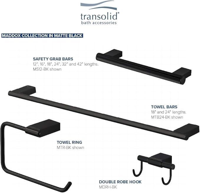 Transolid MS32BK Maddox 32-inch Grab Bar, Black