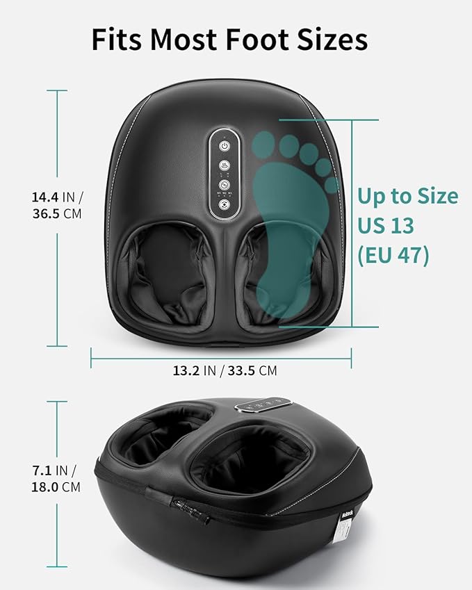 Nekteck Shiatsu Foot Massager with Heat, Foot Massager Machine for Plantar Fasciitis, Neuropathy Pain, Deep Kneading, Air Compression, Remote APP Control, Gifts for Mom Her Him, Fits Up to 13"