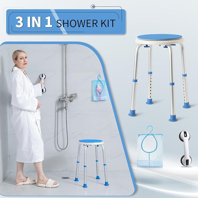 FSA Eligible Swivel Bath Chair, Adjustable Small Chair for Inside Tub, Tool Free Shower Seat, Elderly/Disable/Pregnant by SOUHEILO
