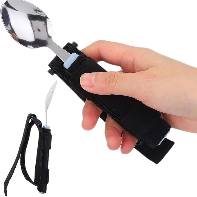 Universal Cuff Adaptive Utensils Holder Elderly Adults Eating Assistance Handicap Utensils Spoon Fork Gripping Strap Eating Hand Cuff Holding Cutlery for Disabled Individuals with Weak Grip