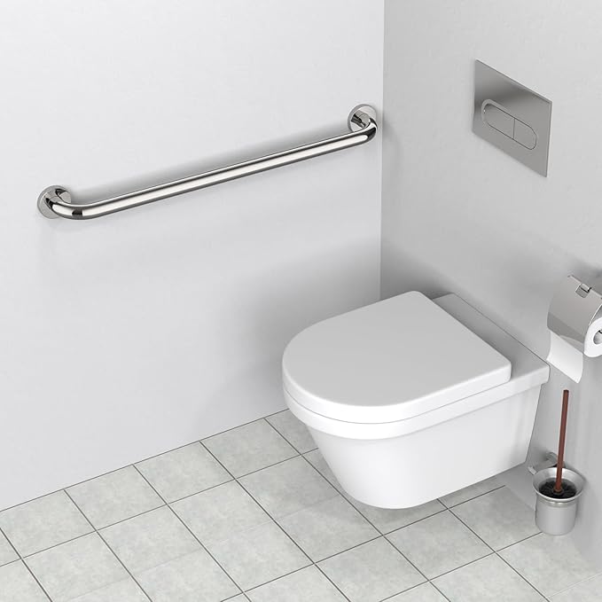 2 Pack 32 Inch Shower Grab Bar, ZUEXT SUS304 Stainless Steel Chrome Bathroom Grab Bar Handle, Shower Balance Bar, Safety Hand Rail Support, Handicap Elderly Senior Assist Bath Handle(1.25" Diameter)