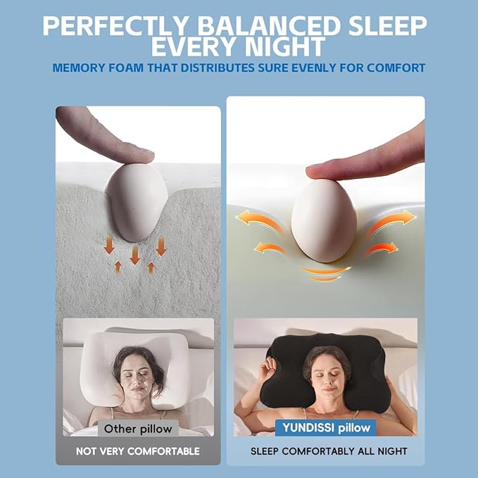 100% Memory Foam Pillow for Pain Relief - Orthopedic Cervical Pillow for Side, Back, and Stomach Sleepers, Ergonomic Support Pillow with Cooling Pillowcase, Gray for New Year