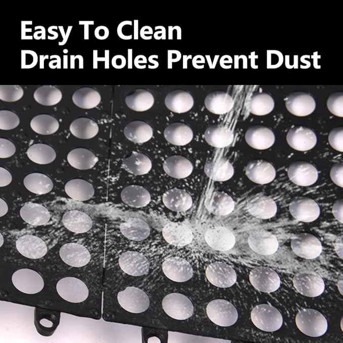 30 Pack Drainage Interlocking Tiles, 12”x12” Modular Interlocking Floor Tiles with 1 Pc Plastic Hammer Non Slip Rubber Floor mat with Holes for Pool Bathroom Deck Kitchen Patio