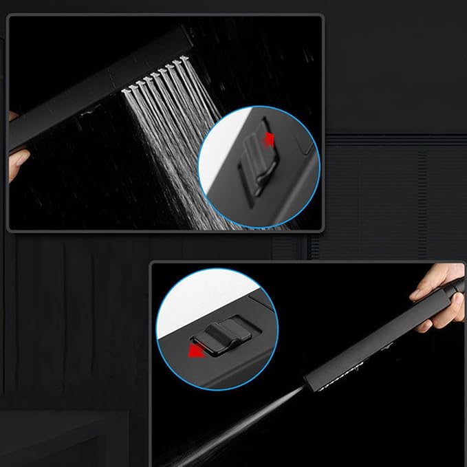 LUYU Square Handheld Shower Head - Dual Spray (Rain & Precision Jet), Matte Black Finish, 2.8Bar High Pressure, Ergo Grip for Low Pressure Bathrooms, AirBoost Tech, 5-Layer Filter (Head Only)