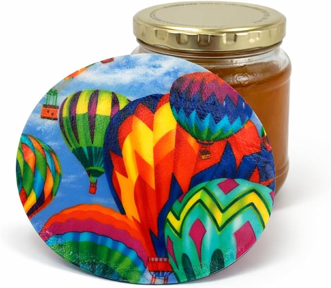 Andreas Silicone Jar Opener, Hot Air Balloons – 6.25" Non-Slip Lid Gripper & Garlic Peeler, Food and Dishwasher Safe, Multi-Use, Durable Silicone & Fabric, Made in the USA, JO-954