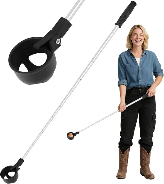 Egg Grabber for Chicken Eggs – Extendable Egg Picker Tool with Anti-Slip Handle, 15–78" Long Grabber Reacher Tool for Picking Eggs from Coop, Poultry Nest, and Farm Use