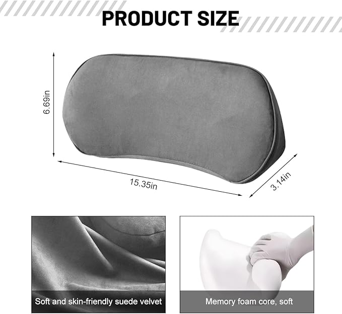 Zpana Car Lumbar Support Pillow, Memory Foam Vehicle Seat Lower Back Support Cushion for Back Pain Relief & Sciatica, Comfortable Auto Driver Seat Pad, Universal for Vehicles (Dark Gray)