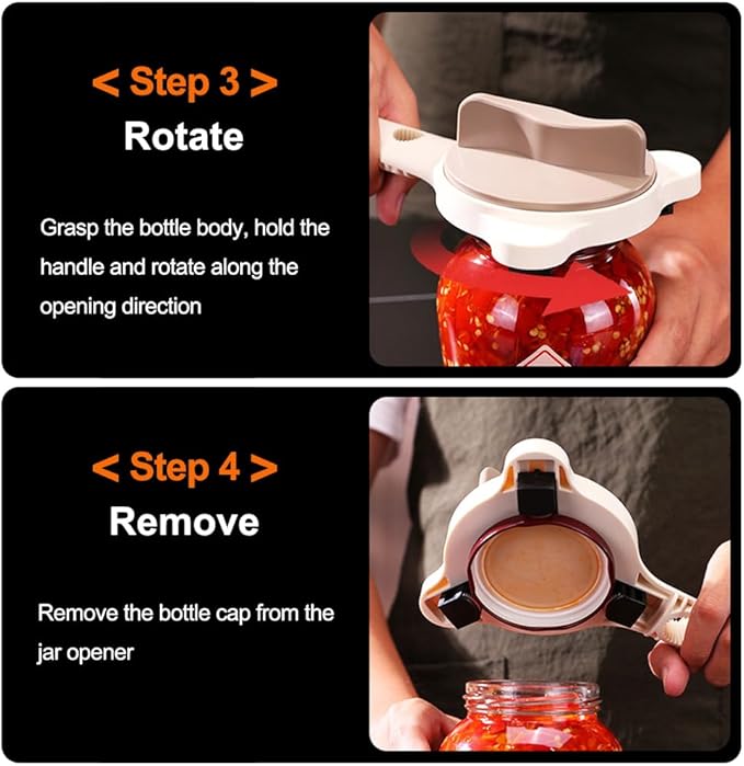 4 in 1 Multi-Purpose Jar Opener, 2026 Upgrade Adjustable Three Claw Bottle Opener, Can Opener with Non-Slip Grip, Multi Size Lid Tool for Seniors, Home Kitchen Helper (1pcs)