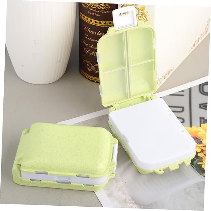 FOMIYES 2pcs Foldable Straw Medicine Organizer Portable Pill Case Pocket Dispenser