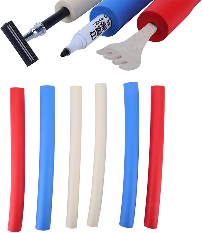 Foam Handle Cover, Pack of 6 Non Slip Foam Handle Sleeve Cover Utensils Pen Foam Grip Tubing Handle Sleeve for Elderly Disabled Handicapped Assist Tool